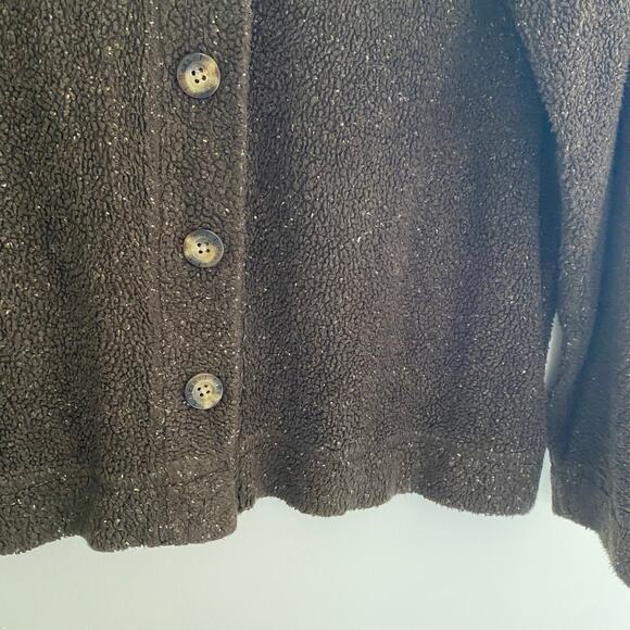 Vintage L.L. Bean Sherpa Cardigan Sweater Brown Tweed Womens Size Medium - Picture 4 of 8